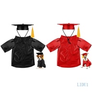LIDU1 Dog Graduation Hat Gown Set 2025 Washable Academic Pet Costume