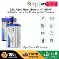 EBL 37pcs 38pcs 280mAh 6F22 9V Ni-MH Battery 9V 600mAh Li-ion Rechargeable Battery Beingpower
