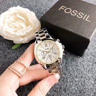 Fossil Quartz Movement Roman Scale Men's Watch Rui Watch Stainless Steel Dial Stainless Steel Case Stainless Steel Strap