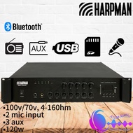 [Bluetooth, Chime, 5 Zone] HARPMAN 120W 2 Mic Input 3 AUX Public Address Amplifier SMA1205/BT