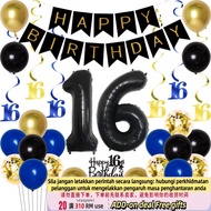 Get QM16th Birthday Decoration for Boy Happy Birthday Banner Number 16 Balloon Hanging Swirls for Gu