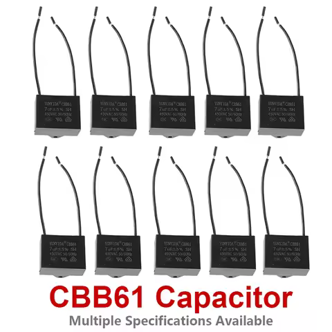 CBB61 Fan Capacitor 450V Terminal Ceiling Fan Motor Running Rectangle Capacitor 1uf/1.2uf/1.5uf/2uf/