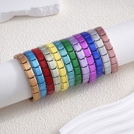 Frosting Colourful Italian Modular Bracelet Stainless Steel Elastic Bracelet Panelled Block Bracelet