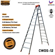 Winner Ladder 12-Step Heavy Duty Certified Aluminium Double-Sided Ladder Tangga Lipat Heavy Duty