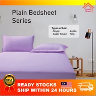 Cadar Tilam Asrama Plain Color Single Queen King Fitted Bedsheet Getah Keliling Cadar Bujang Bedsheet with Comforter Set