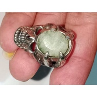 Emeraldnatural 15x12x7mm alpaca motifRing size 7 Rp. 47,500