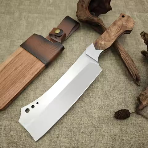 4.7mm thick 9cr18mov Steel Rosewood Handles - Wood Chopper with Ergonomic Handle with Sheath for Out