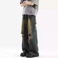 seluar kargo lelaki Seluar Kerja Vintage Seluar beg Seluar jeans Amerika yang robek fesyen fesyen le