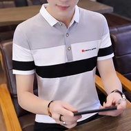 [Cotton Soft] Pakaian lelaki men's short-sleeved t-shirt Korean version shirt POLO shirt trend Baju Lelaki