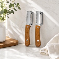 3-in-1 Serrated Stainless Steel Vegetable Peeler with Wooden Handle for Home Chefs new