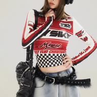 American Retro Design Feel Super Nice Cycling Jersey Women's Long-Sleeved Road Bike Sports Top