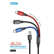 [ BrandStore ] ONESAM OS-CA03 3 in 1 USB Data Cable 3.1A High Speed Qualcomm 3.0 Quick Fast Charging