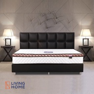 (ผ่อน 0%) Livinghome FurnitureMall เตียงนอนหัวเบาะ ขนาด 3.5 5 6 ฟุต รุ่น SENIOR สีน้ำตาลดำ
