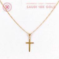 COD PAWNABLE 18k Legit Original Pure Saudi Gold Half Rounded Cross Necklace