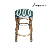 Anusarin สตูลหวายทรงสูง 72 cm Bar Stool 01 หวายแท้และหวาย PE สีขาวและเขียว คอลเล็คชั่นสายน้ำไหลแห่งเ