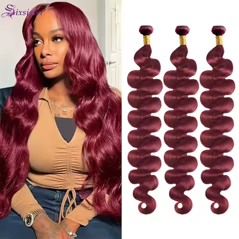 Body Wave Human Hair Bundles Wine Red Color 99J Burgundy 100% Brazilian Remy Virgin Human Hair Quick