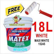 ( PROMOSI ) 18L Nippon Paint Super Matex Emulsion Ceiling & Interior Wall Paint ( FREE 7" ROLLER SET