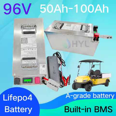 Metal Case 96V 50Ah-100Ah LiFePO4 Lithium Iron Phosphate Battery Deep Cycle for Golf Cart, Sightseei