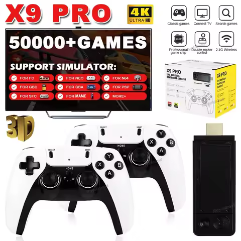 128G 256G X9 PRO GameStick 4KHD TV Video Game Consol 3D Games For PSP/PS1/N64/NDS 40+Simulators Retr