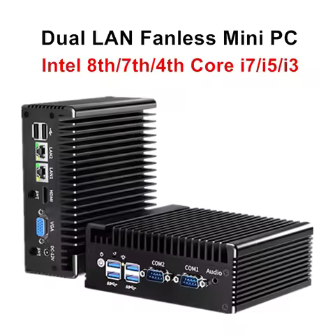 Topton Fanless Mini PC Dual LAN Intel i7 4500U i5 8250U i3 7100U 6xUSB 2xCOM HDMI+VGA Industrial Fir