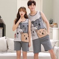 Couple's Pajama Sets M-4XL Summer Vest Pajamas Lovely Cartoon Sleepwear Cotton Pajamas For Women
