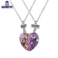 GEMEITE【Fast Delivery】2pcs/set Best Friends Girls Friendship Pendant Necklace BFF Heart-shaped Couples Chain Gifts For Women