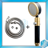 Super powerful pressure shower handle cast aluminum in black and gold color with water on/off button