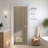 Global House WELLINGTAN ประตู uPVC Profile เซาะร่องเส้นดำ เกล็ดล่าง WM 2-GL 70x200 ซม. Tan Maple (เ