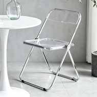Foldable Acrylic Transparent Chair Ghost Dining Chair INS Crystal Plastic Chair Home Photography Neg