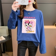 [TSHIRTWOMEN] Baju T Shirt Perempuan Lengan Panjang T-shirt Mickey Mouse Plus Size Long Sleeve Blouse Clothes