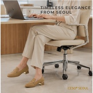 【CESO SEOUL】LIMITED STOCK CLEARANCE, BEIGE GENUINE LAMBSKIN LOAFER 4CM HEEL, EU 40 EU 40.5, EU 41, E
