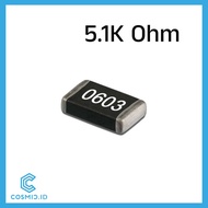 Resistor 5.1K 5K1 0603 SMD 5.1 K Ohm 5.1 KiloOhm Kilo Ohm SMD0603