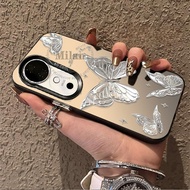 Vivo V40 Casing Vivo V40 Pro Casing Silver Butterfly Phone Case Hard Case