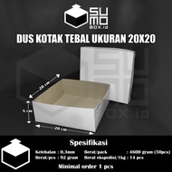 Dus kotak makanan tebal 20x20 / dus makanan nasikue bolu / dus kotak putih polos tebal [ECERAN]