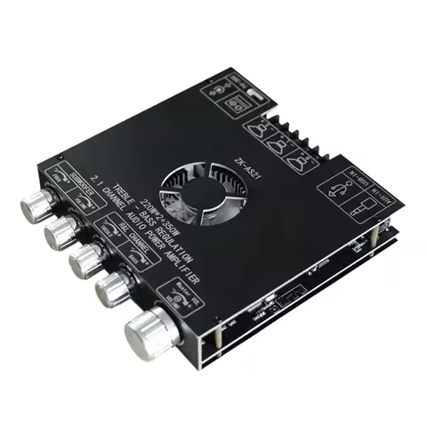 ZK-AS21 2.1 Channel TPA3255 Bluetooth Digital Power Amplifier Board Module High and Low Tone Subwoof