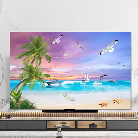 New Soft Fabric TV Hood Dust-proof Cover Towel 32 to 75 Inches Household Hanging LCD TV Cover Dustpr