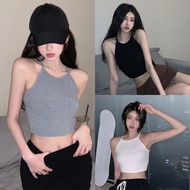 Women Korean Crop Top Halter Neck Slim Sleeveless Tank Tops