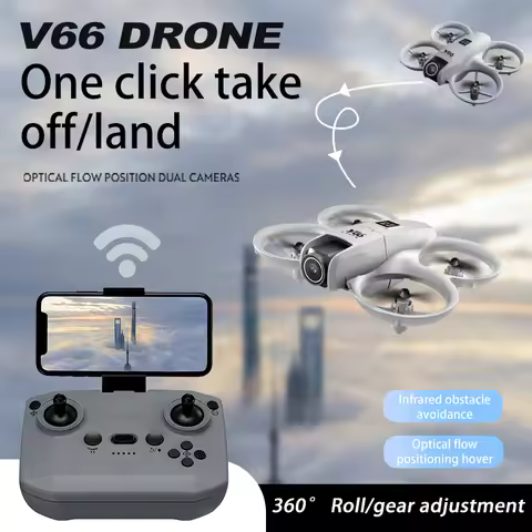 V66 Mini Drone 4K Profesional Dual Camera Headless Mode Obstacle Avoidance WiFi FPV Dron 360° Flip R