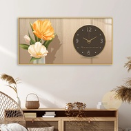 Tranh đồng hồ tráng gương bông hoa treo tường trang trí phòng khách quà tặng sang trọng - Tranh Tườn
