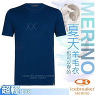 [New Zealand Icebreaker] Men's Merino Wool Round Neck Short Sleeve Top Nature Dye/Dark Blue _ IB1051