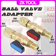 ZKT Refrigeration Ball Valve Adapter R32 R22 R410a Gas Aircond Connector 1/4'' Air Conditioning Vacu