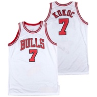 IMPORTED EMBROIDERED CLASSIC BULLS 7 TONI KUKOC WHITE BASKETBALL JERSEY