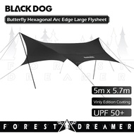 Blackdog Camping Outdoor Butterfly Hexagon Large Flysheet 5m x 5.7m UPF50+ Vinyl Edition Sunshade Ca