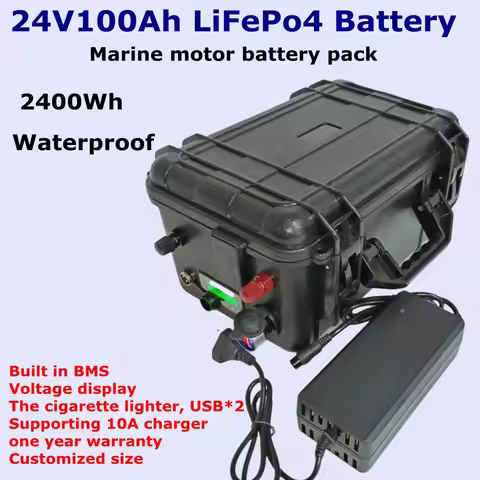 IP67 Waterproof Lifepo4 battery pack 24V,100Ah, BMS, for 2400W,trolling motor, 89/119 pound thrus fi