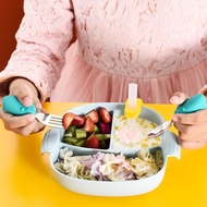 Spoon And Fork Rice Children's Training Stainless Steel Short Handle + Silicone A0131
