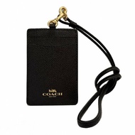 [全新] COACH 經典LOGO素面防刮牛皮證件識別證保護套(黑)