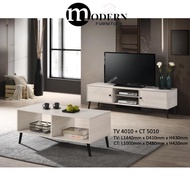 Buy 1 Free 1 - 4.7FT TV Cabinet FREE Coffee Table - JS 1021 (TV4010 + CT5010) - Colour: White / Brow