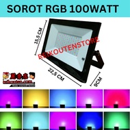 LED SOROT RGB 100 WATT 50W SMD LAMPU TEMBAK 100W RGB Floodlight WARNA WARNI MERAH BIRU HIJAU 50watt OUTDOOR MESJID TAMAN PANGGUNG DISKO + REMOT