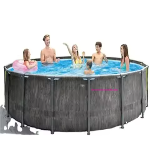INTEX 26742 4.57M X1.22M GREYWOOD PRISM FRAME PREMIUM POOL SET INFLATABLE METAL FRAME SWIMMING POOL 