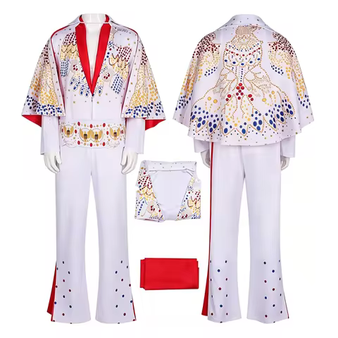Men's Elvis Presley cosplay costume, anime rock singer performance costume, Halloween carnival party